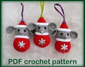 Amigurumi mouse. Christmas toy. Crochet pattern PDF.