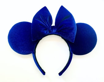 Royal Blue Velvet Mouse Ears, Blue Mouse Ears, Royal Blue Mouse Ears, Blue Mickey Ears