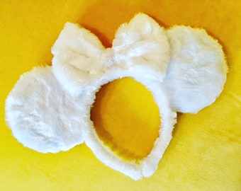 Fluffy Mouse Ears, Mouse ears, headbands, white headbands