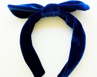 Royal Blue Velvet Headband, Navy Headband, Velvet Headband, Headbands, Bowbands
