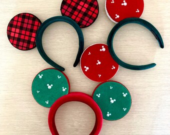 Christmas Plaid Ears, Christmas Ears, Mouse Ears