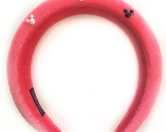 Hot Pink Hidden Mickey Headband, Mickey Headband, Hidden Mickey Headband, Padded Headband