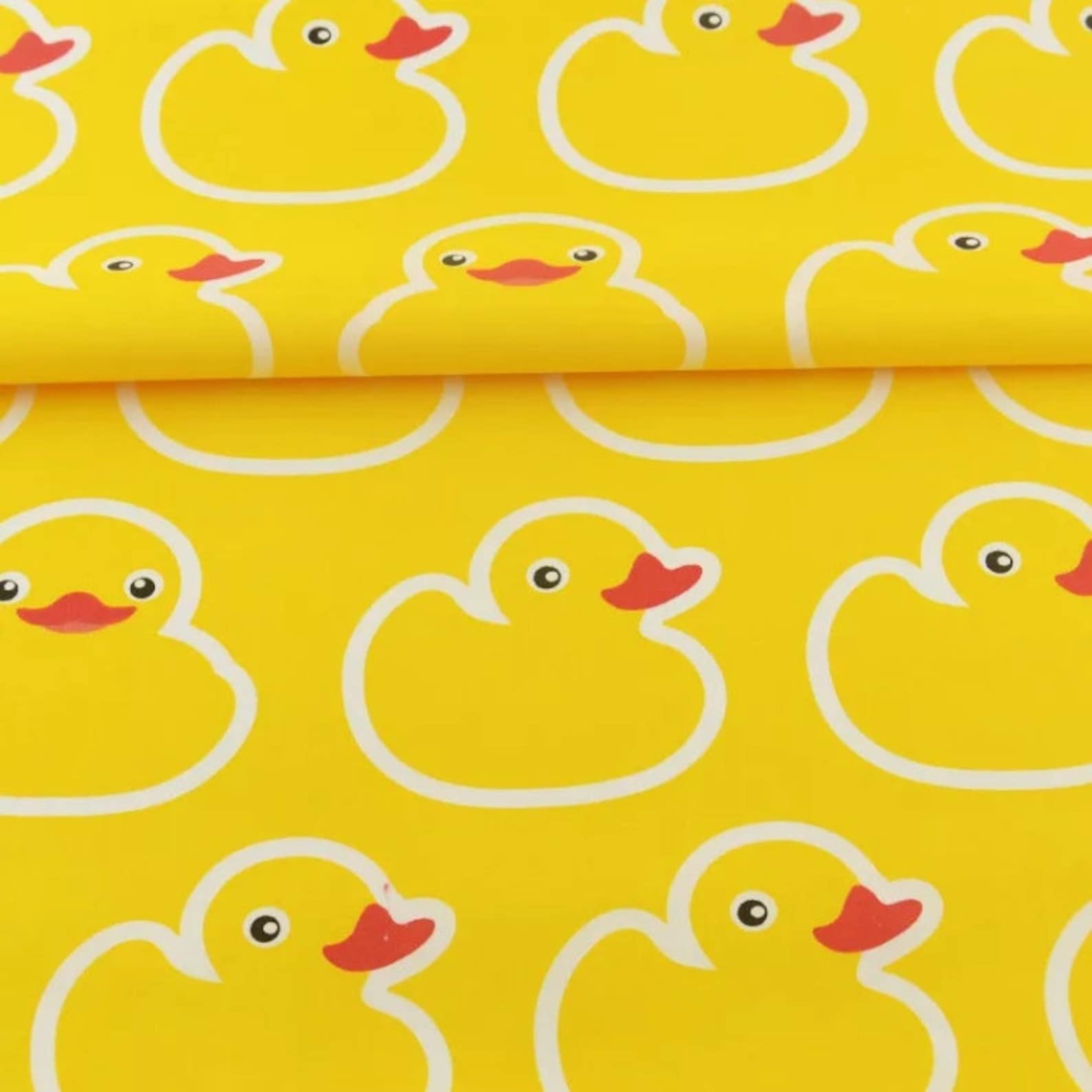 Ducks on Yellow Cotton Fabric Rubber Duck Pattern Fabric Etsy
