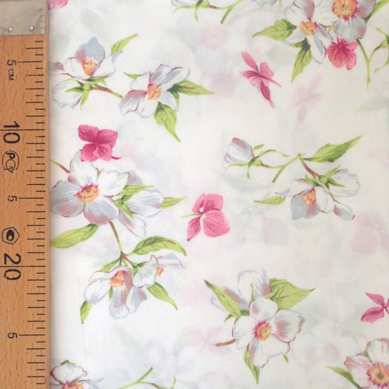 Jasmine Flower Cotton Fabric Sateen Floral Cotton Fabric Etsy