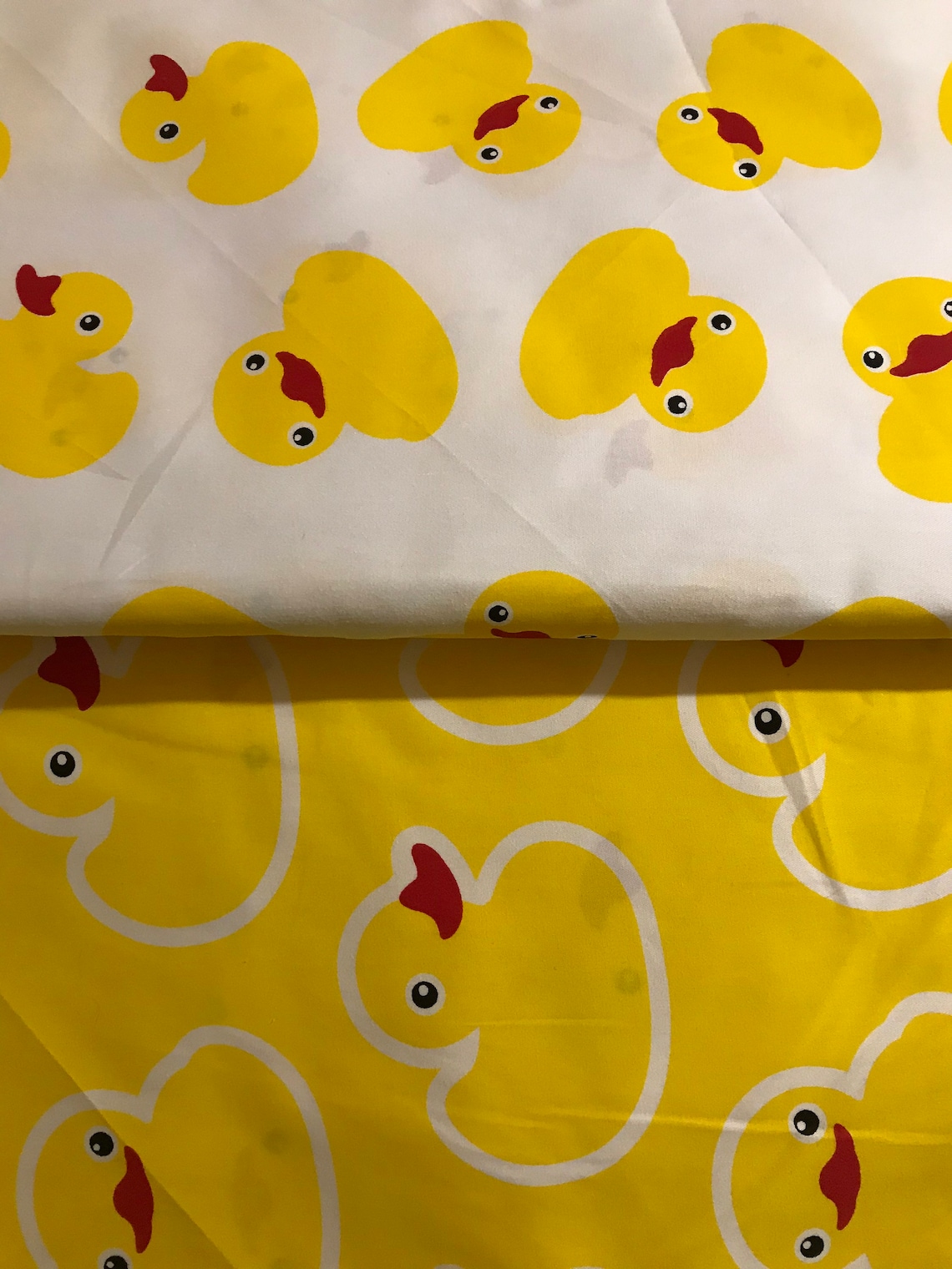 Ducks on White Cotton Fabric Rubber Duck Pattern Fabric Cute Etsy