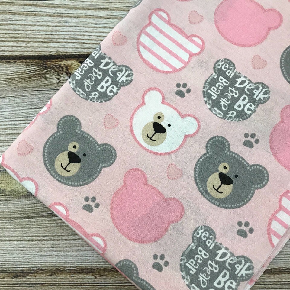 Teddy Bear Cotton Fabric Bears on Pink Pattern 240 CM Wide Etsy