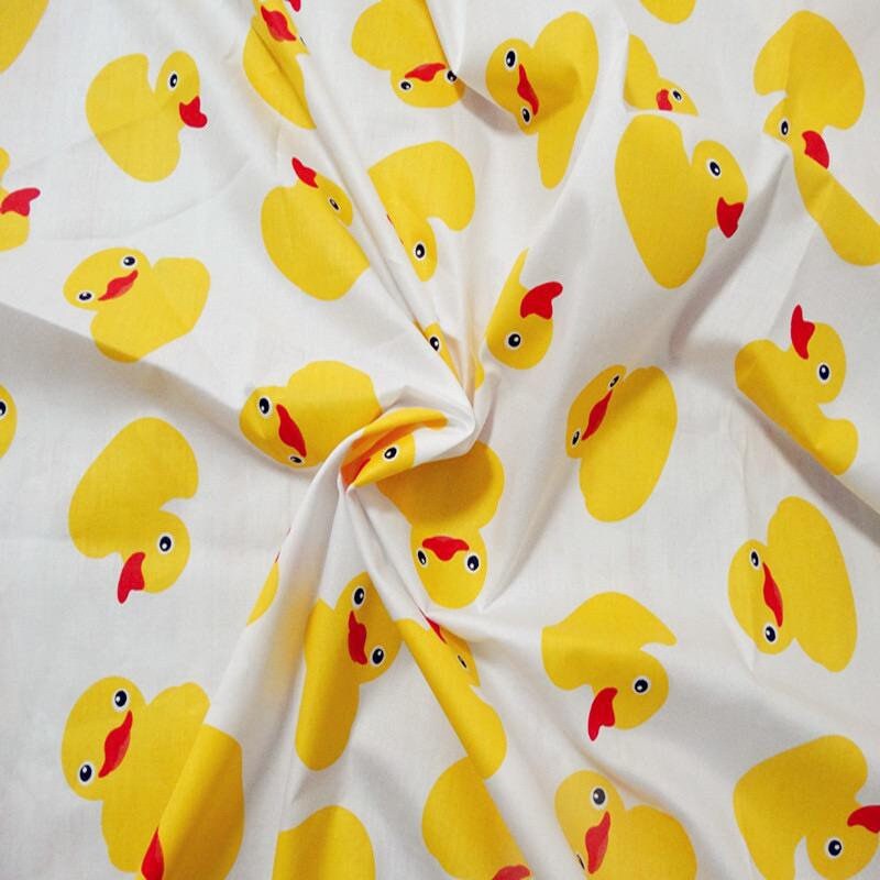 Ducks on White Cotton Fabric Rubber Duck Pattern Fabric Cute Etsy