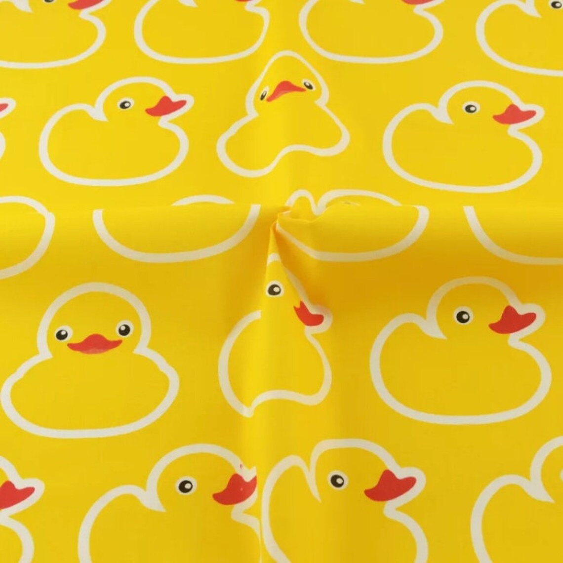 Ducks on Yellow Cotton Fabric Rubber Duck Pattern Fabric Etsy