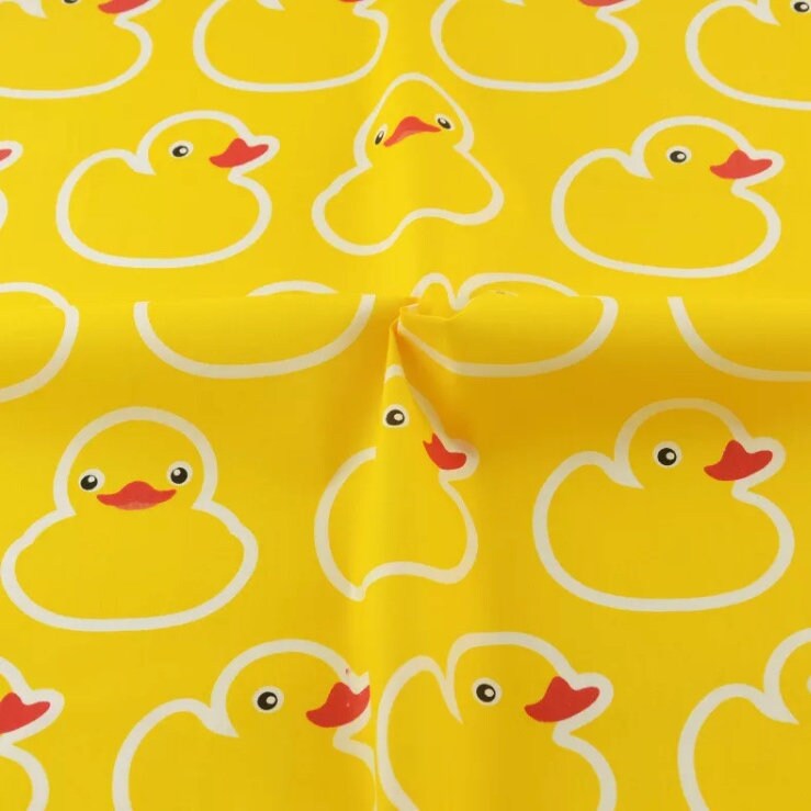 Ducks on Yellow Cotton Fabric Rubber Duck Pattern Fabric Etsy