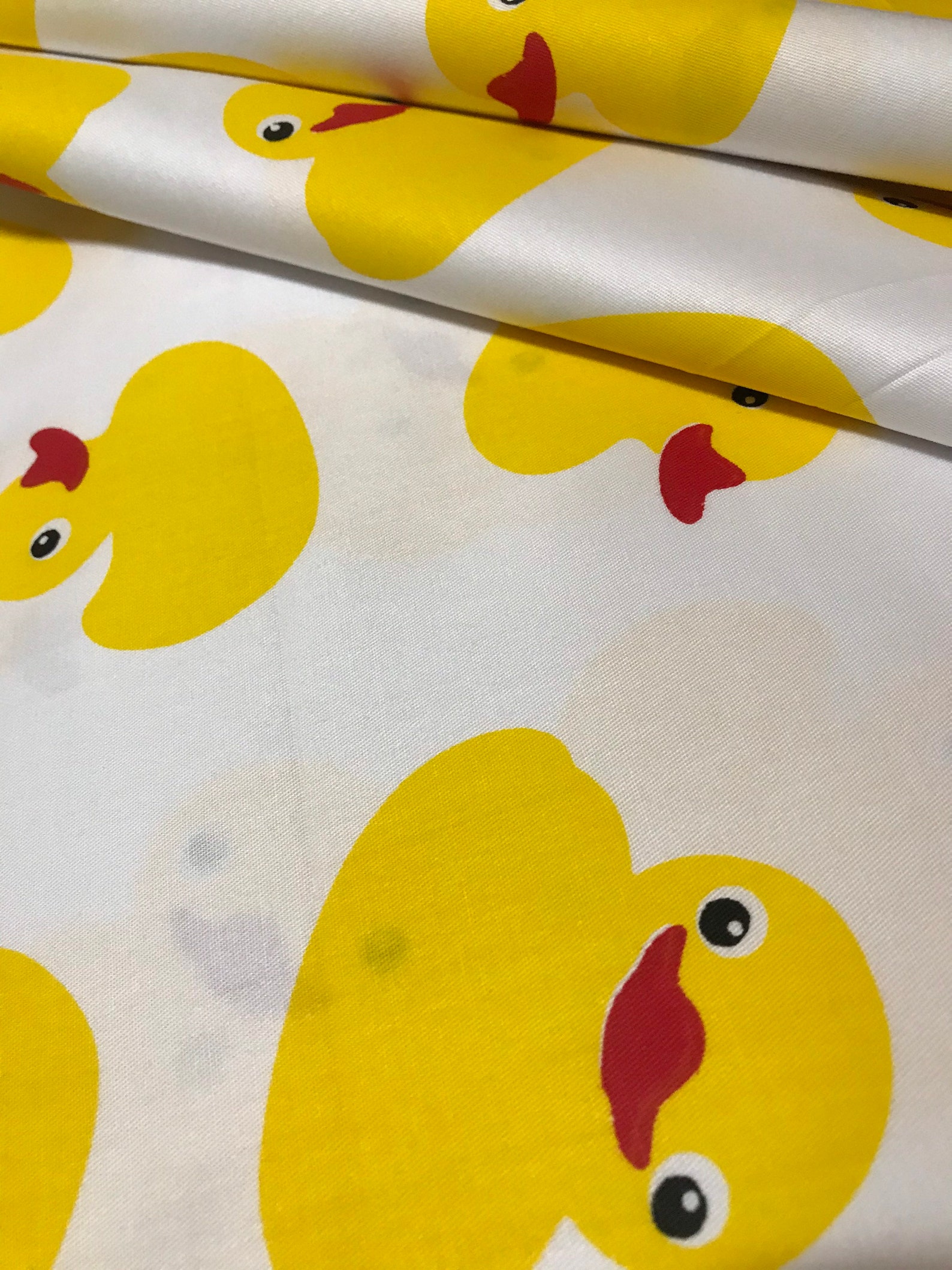 Ducks on White Cotton Fabric Rubber Duck Pattern Fabric Cute Etsy