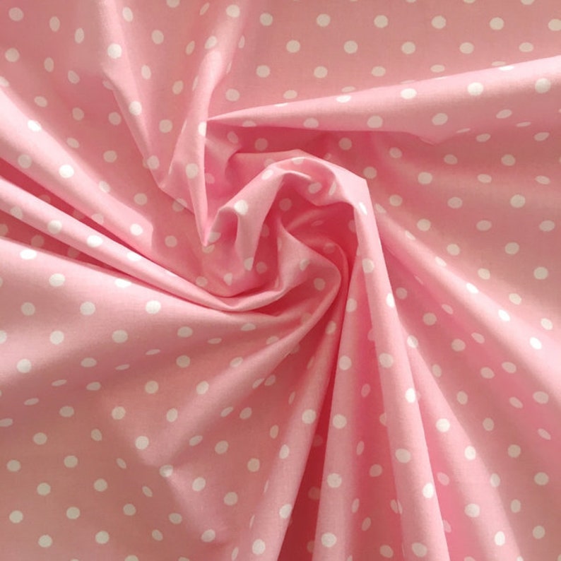 Pink Polka Dot Fabric Cotton 4mm Polka Dot White Dots on Etsy