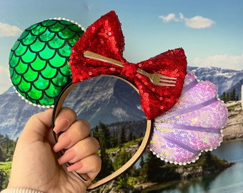 Little Mermaid Mouse Ears Princess Ears with Seashell and Fork