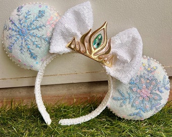 Elsa Inspired Mouse Ears: Snowflake Crown, Iridescent  display picture 2