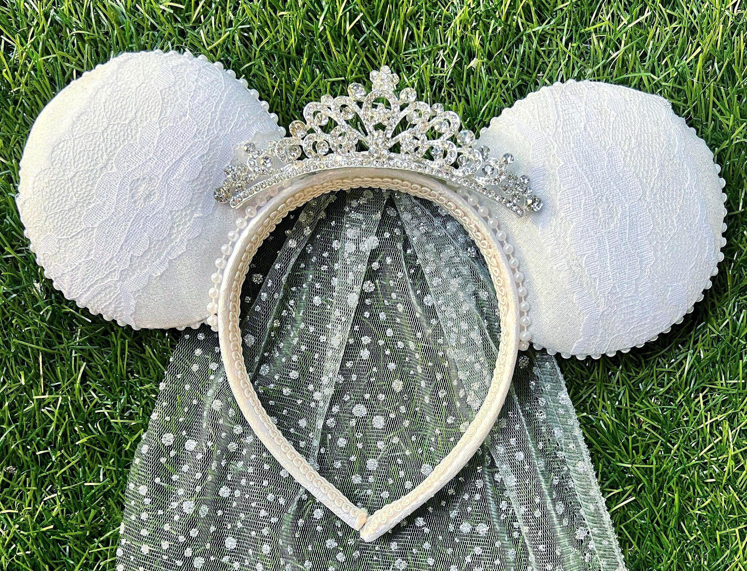 Vera Wang Disney Ears Tiara Crystal Headband Minnie Fairytale Wedding Veil How Much Are These Vera Wang Wedding Minnie Ears at Magic  main image 4