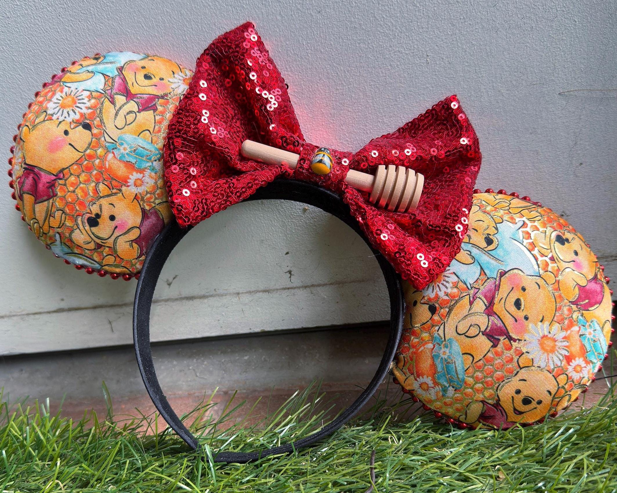 Pooh Bear Inspired Mouse Ears – Handmade Headband With Red  display picture 2