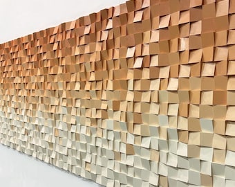 Acoustic Panel - Orange Wood Sound Diffuser - 3d Wall Panels - Large Wood Wall Panel - Geomeric Wall Art - Natural Wood - Wood Wall Art