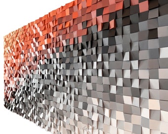 Acoustic Panel - Red Wood Sound Diffuser - 3d Wall Panels - Large Wood Wall Panel - Geomeric Wall Art - Natural Wood - Wood Wall Art