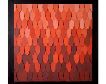 Acoustic Panel - Red Wood Sound Diffuser - 3d Wall Panels - Large Wood Wall Panel - Geomeric Wall Art - Natural Wood - Wood Wall Art