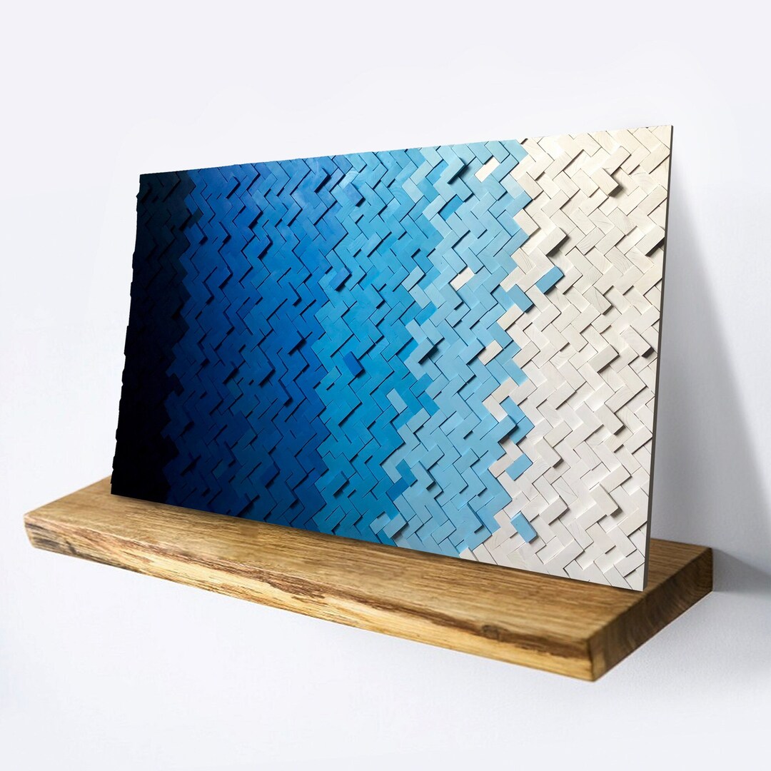 Blue Wood Wall Decor for Bedroom Above the Bed, Reclaimed Wood Sound ...