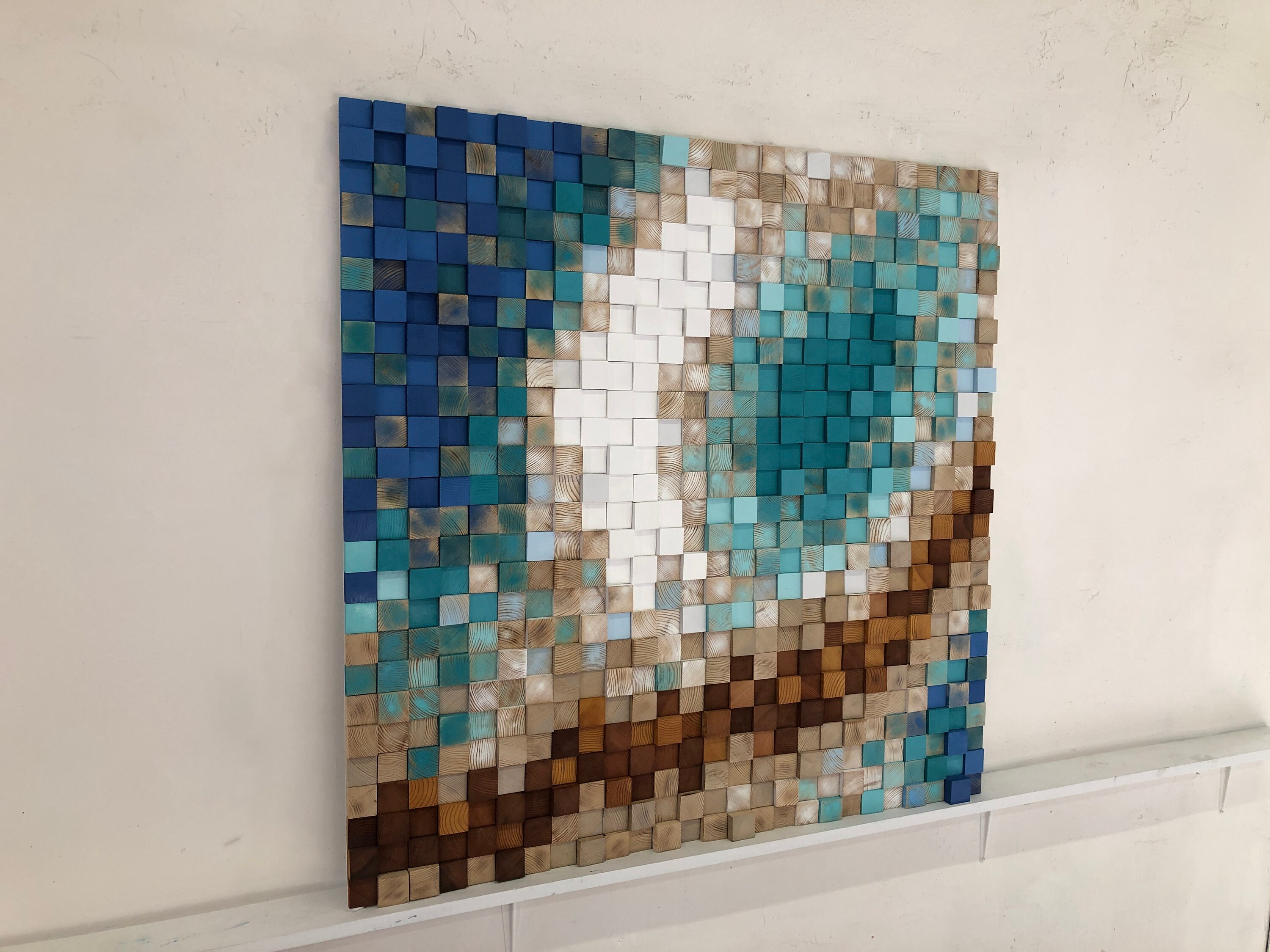 Reclaimed Wood Sound Diffuser Wall Acoustic Panel Art earth, 3d Mosaic ...
