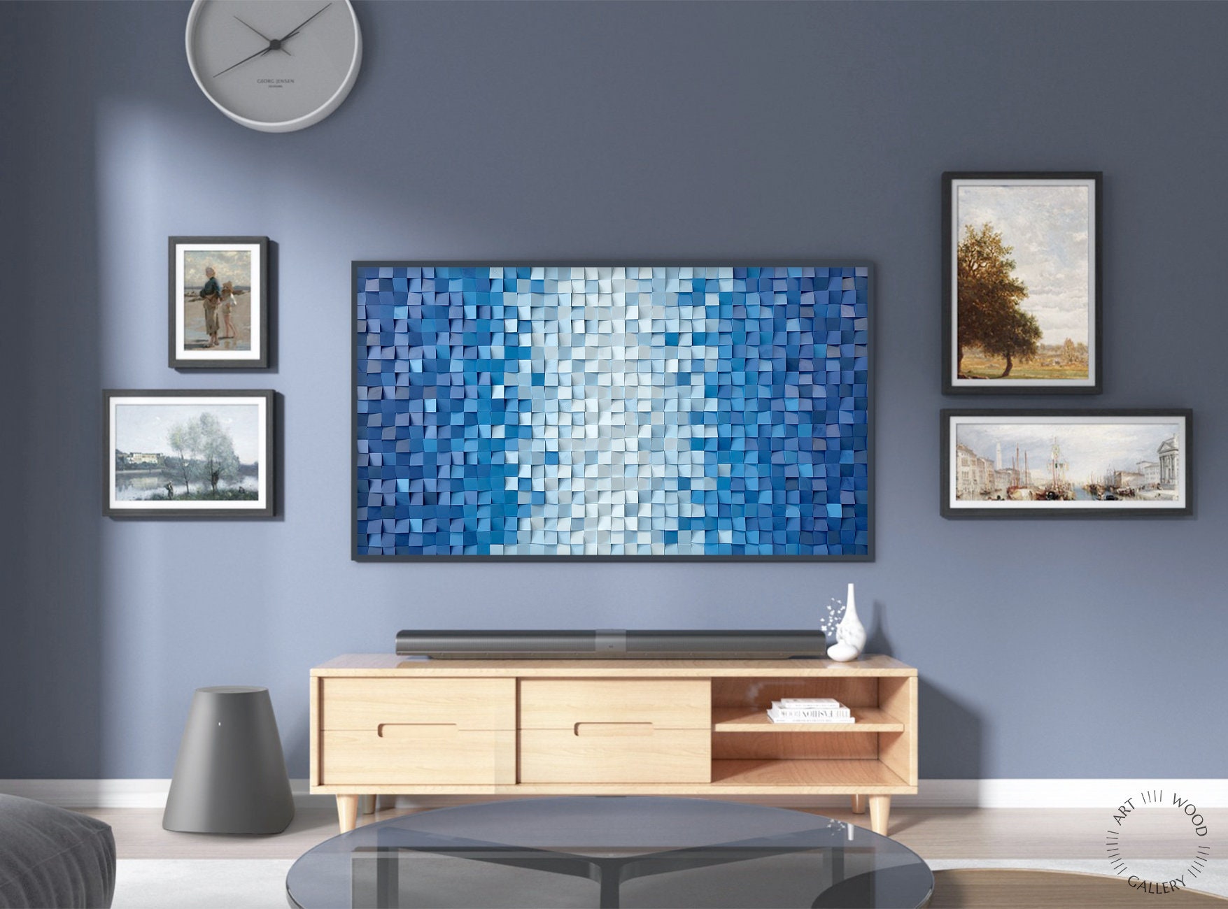 Blue Digital Download Wood Wall Art for Samsung Frame TV Art, Frame Tv ...
