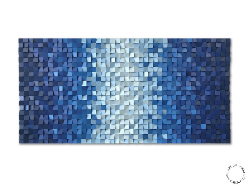 Navy Blue Wood Wall Slat Acoustic Sound Diffuser Art Panel Etsy