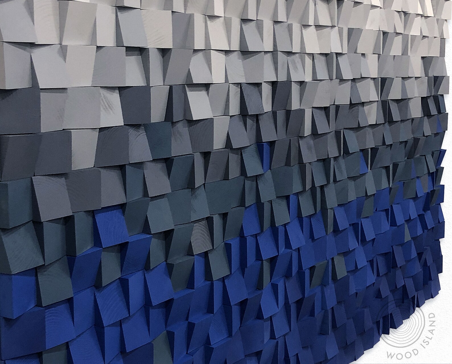 Reclaimed Wood Sound Diffuser Wall Art deep Blue Etsy