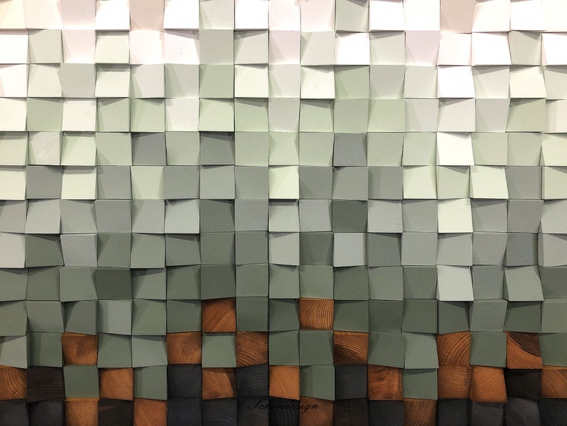 Sage Green Wood Wall Art Panel yosemite Ombre Etsy