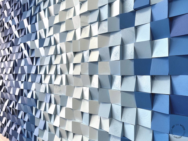 Navy Blue Wood Wall Slat Acoustic Sound Diffuser Art Panel Etsy