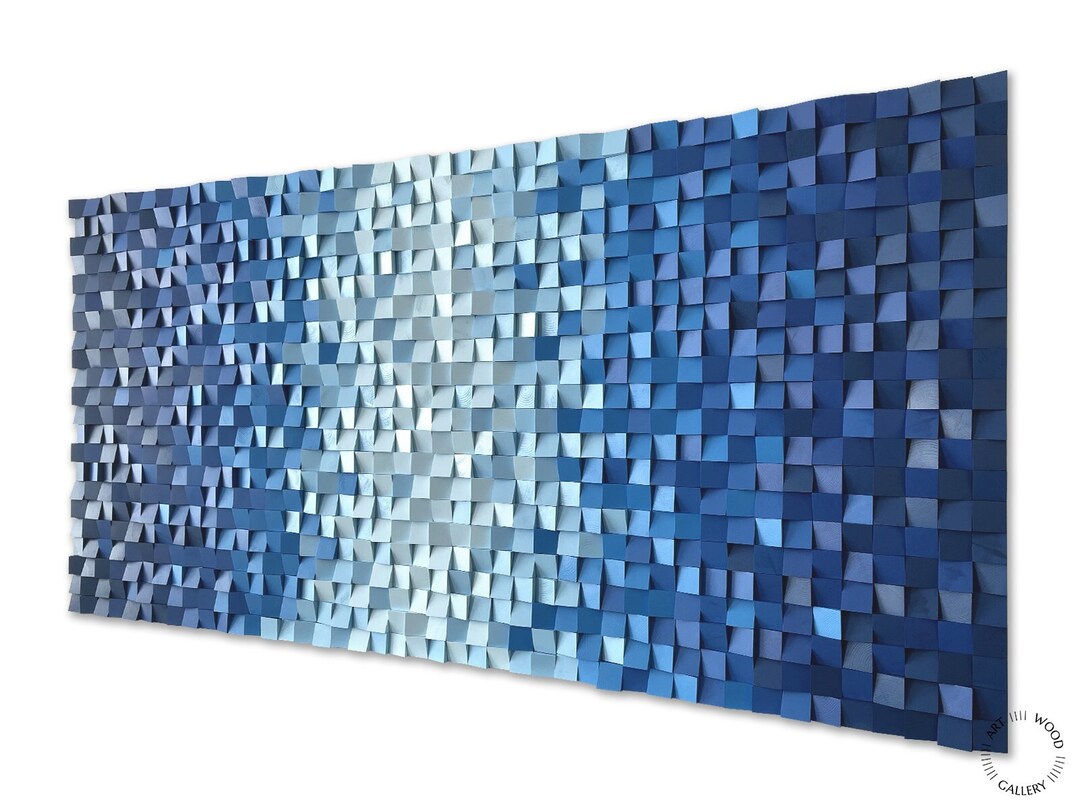 Navy Blue Wood Wall Slat Acoustic Sound Diffuser Art Panel pacific