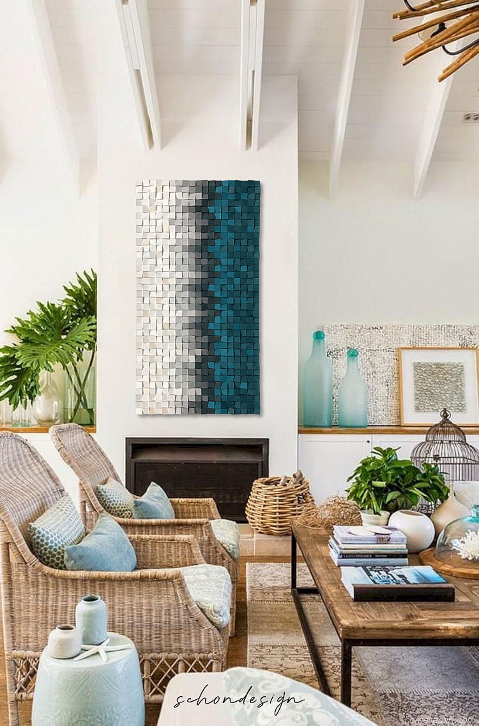 Blue Wood Wall Art LAZURITE Sound Diffuser Acoustic Panel. Etsy