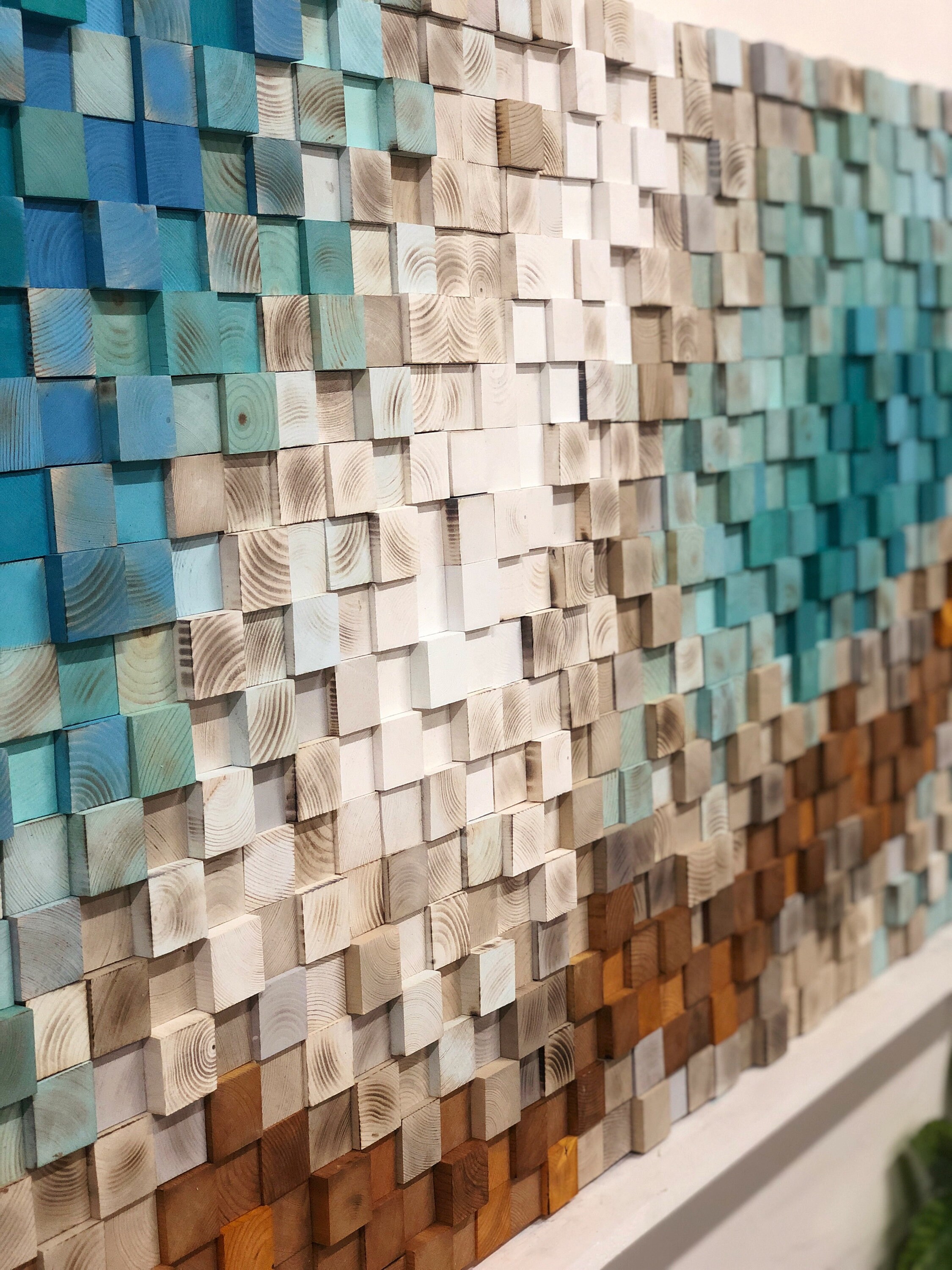 Reclaimed Wood Sound Diffuser Wall Acoustic Panel Art earth, 3d Mosaic ...