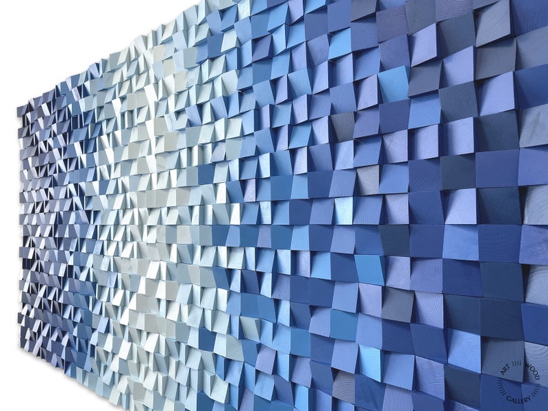 Navy Blue Wood Wall Slat Acoustic Sound Diffuser Art Panel Etsy