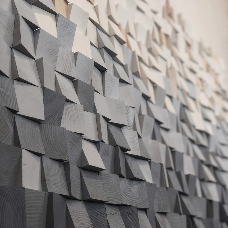 Reclaimed Wood Wall Art Sound Diffuser Panel 3D Large Mosaic Etsy