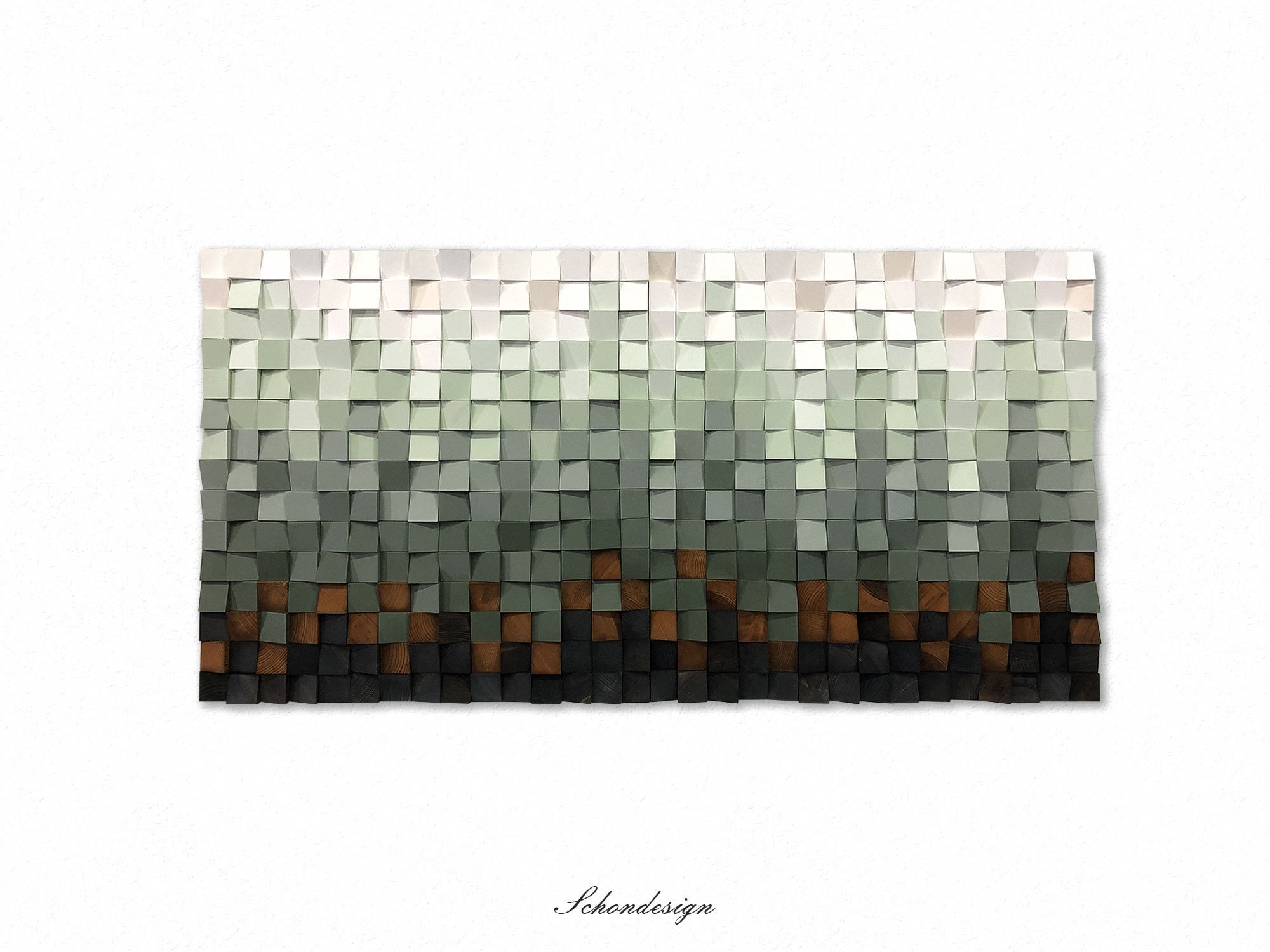 Sage Green Wood Wall Art Panel yosemite, Ombre Home Decor for Bedroom