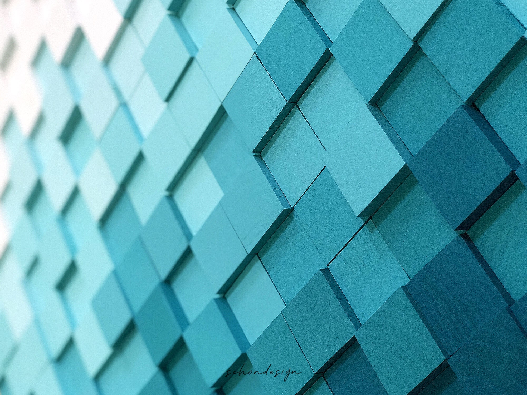 Teal Ombre Acoustic Wood Wall Panel Art mint Etsy