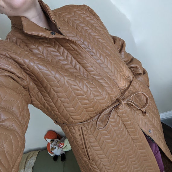Women's Vintage Designer Brown Leather Jacket, Lo… - image 2