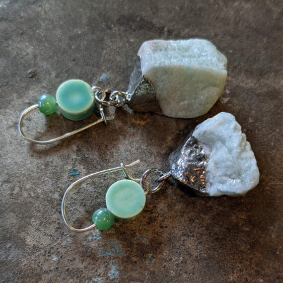 Blue Stone Earrings Crystal Drop Earrings With Matte Blue Etsy