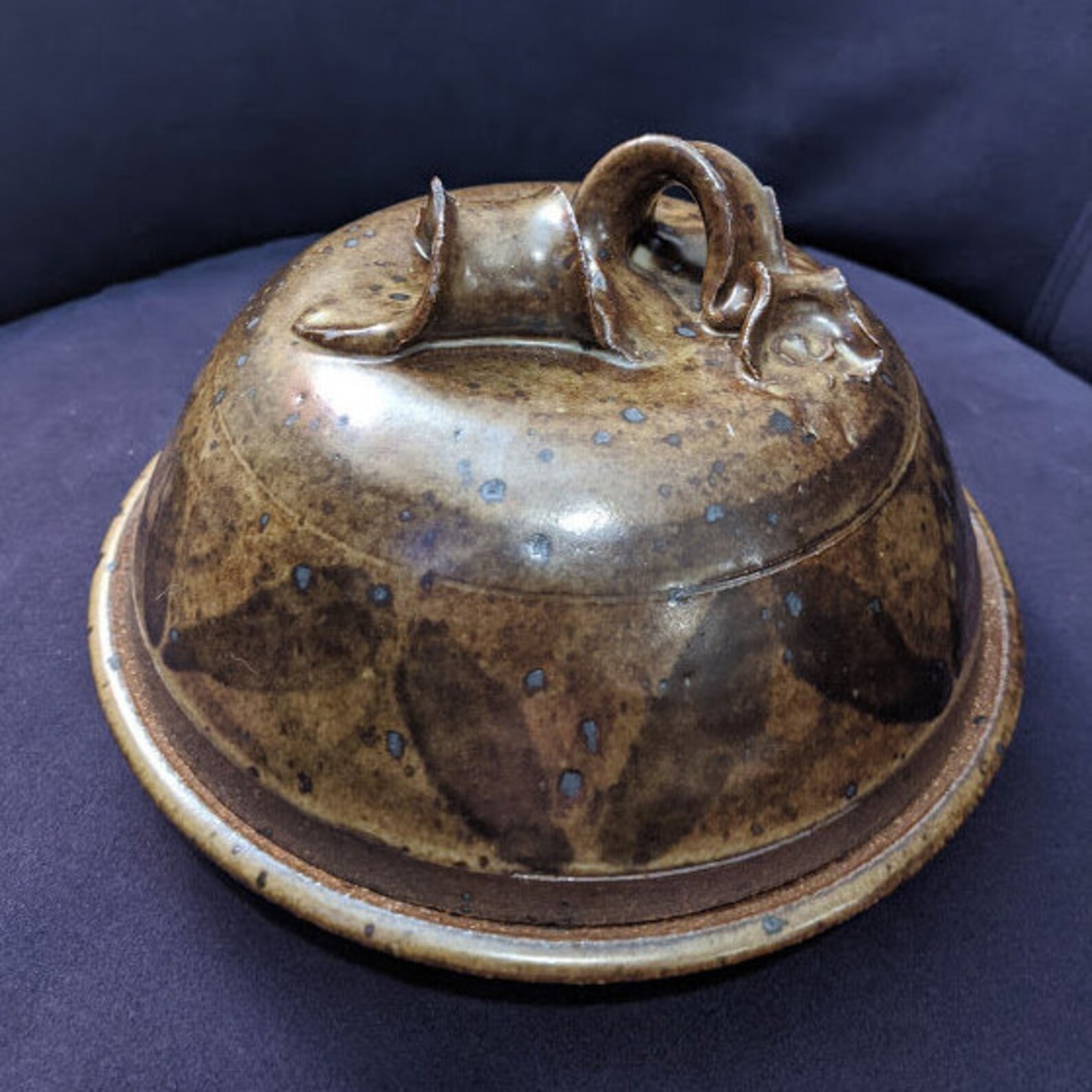 Rustic Butter Dish Brown Lidded Vintage Round Artisan Ceramic Etsy