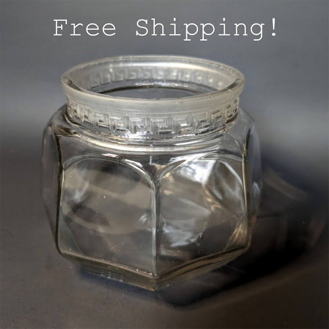 Large Clear Glass Jar, Art Deco Vintage / Antique Large Multifaceted ...