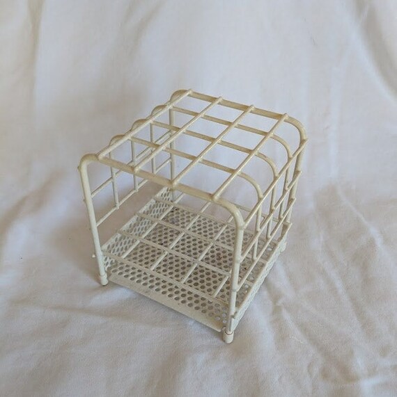 Vintage White Metal Wire Flower Frog Desk Organizer Etsy