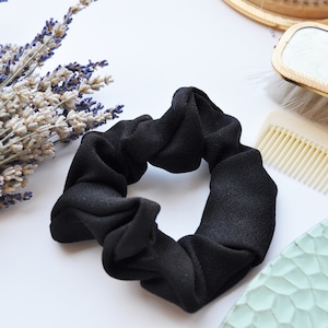 Black Traditional and Elegant Scrunchie -  Ponytail hairband - women - girls - 90s hair style - classic stylish neutral black hair scrunchie
