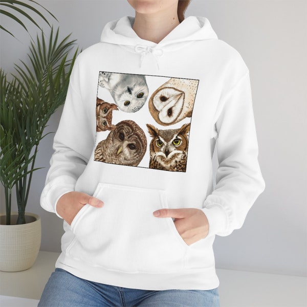 Who's Looking In Owls, Owl Shirt, Owl Lover Gift, Bird Lover Gift, Nature Lover Gift, Warm Shirt, Unisex Heavy Blend Hooded Sweatshirt