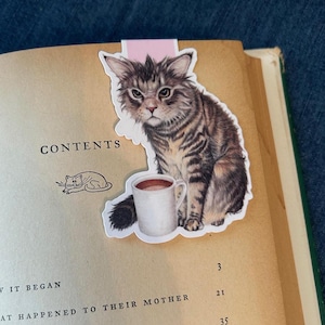 Cute Cat Magnetic Bookmark Handmade From My Original Art Kitten Book Mark Gift for Cat Lovers Bookworms Book Reader Gift Book Accessories