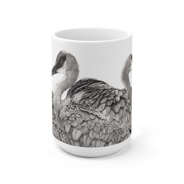 Sandhill Crane Mug, from my original award winning drawing, Coffee/Tea Mug 15oz, Bird Lover Gift, Lake Mug, Cabin Mug, Gift for Bird Lover