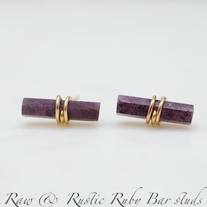 Dainty, Pointed, Edgy, Raw Ruby Studs, Sterling Silver, Gold Filled, Rose Gold, July Birthstone, Post earring, Gemstone, Boho, Chic earrings