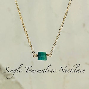 SINGLE Dainty Tourmaline necklace for women, 14K Gold Filled, Sterling Silver, Rose Gold Filled, Raw, October Birthstone,  Natural Crystal