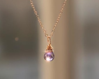 Ametrine drop Necklace: Gold Filled or Sterling Silver, November February Birthstone, Small dainty tiny