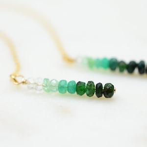 Emerald Threader Earrings, Thread earrings, 14K Gold filled, Ombre, Minimal Earrings, May Birthstone, Green, White, Shaded, Sterling Silver