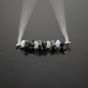 Raw Diamond Necklace Dainty Minimalist 14K Gold Filled, Sterling Silver, Rose Gold Filled White, Gray, Black Diamond, April Birthstone image 5